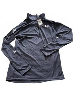 UNDER ARMOUR Youth Large NWT Gray Long Sleeve TECH 1/2 Zip Logo Arm Athleisure